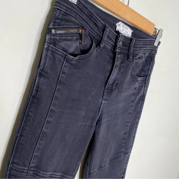 Free People Washed Black Vintage Stretch Midnight Magic Moto Jean Pant Size 26 - Picture 4 of 12